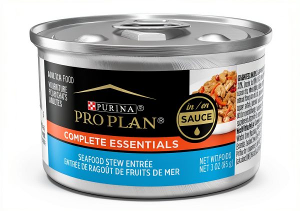 Purina Pro Plan Complete Essentials Seafood Stew Entree in Sauce or Gravy Wet Cat Food, 3 oz., Case of 24-1