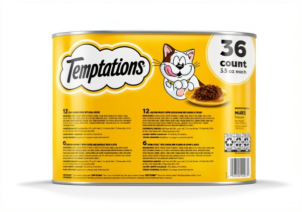 Temptations Bites in Gravy Adult Wet Cat Food Tasty Chicken Entree, Seafood Medley, Backyard Cookout, and Catnip Fever, 3.5 oz. Trays (36 Count, Pack of 1)-1