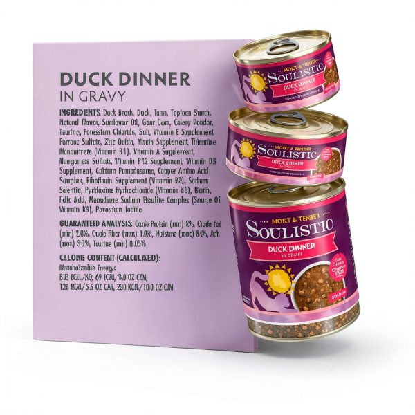 Soulistic Duck Dinner in Gravy 5.5oz Can Pack of 8 by Weruva Topping-3