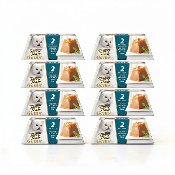 Purina Fancy Feast Gems Pate Mousse Wet Cat Food Ocean Fish 4 oz Pack-2