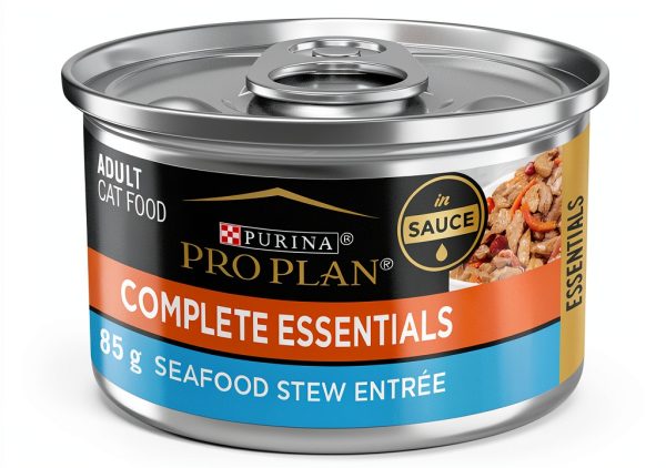 Purina Pro Plan Complete Essentials Seafood Stew Entree in Sauce or Gravy Wet Cat Food, 3 oz., Case of 24-0