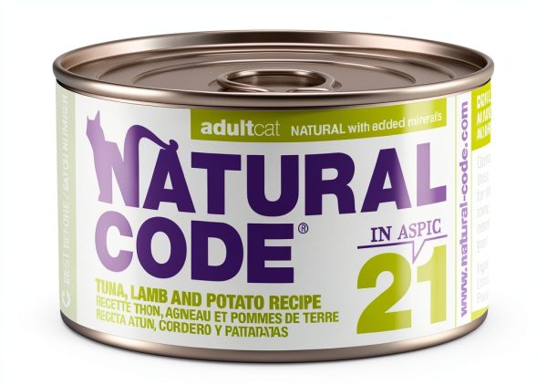 Natural Code Wet Cat Food Tuna Lamb Potato 24 Can 3oz Adult Cat Meal-0